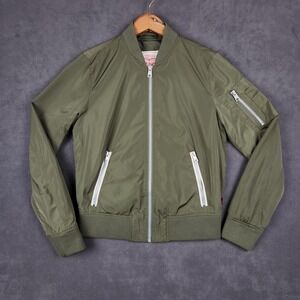 Levis Melanie Newport Flight Bomber Jacket Womens‎ XS Olive Green Full Zip